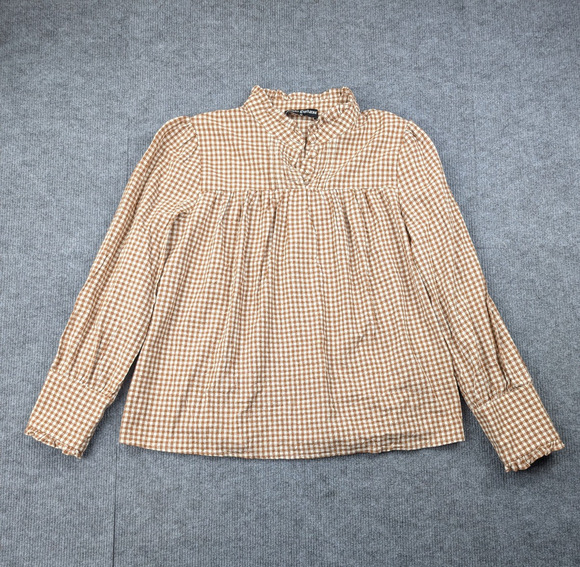 scarlet darkness Tops - Scarlet Darkness Peasant Blouse Womens Medium Gingham Cottage Western